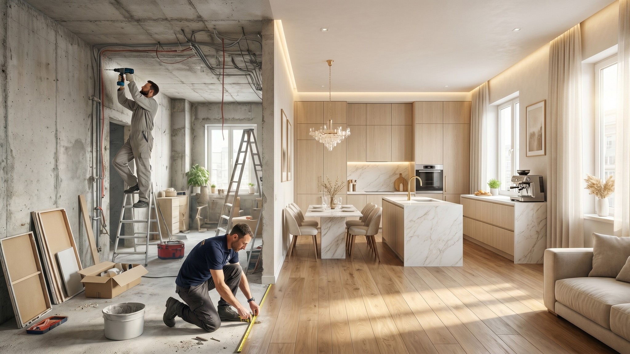 Premium renovation from construction stage to finished interior